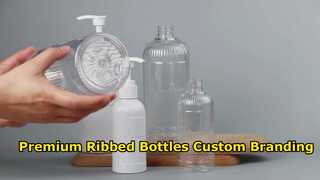 Botellas dispensadoras de loción de PET acanaladas de primera calidad para su marca