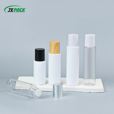 Botella cosmética de plástico PET de 60 ml con tapa de madera