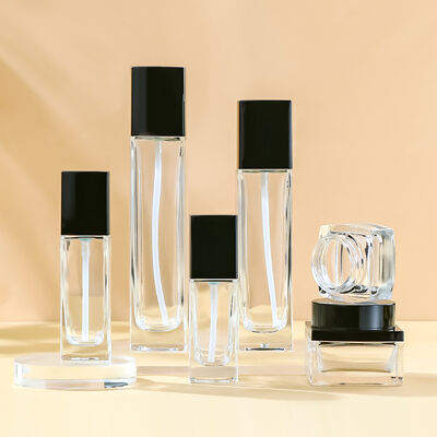 Botella de vidrio cosmético a prueba de fugas, ecológica y personalizable para envases de cuidado de la piel de primera calidad