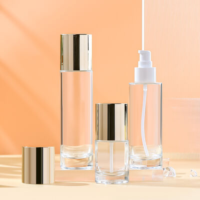 Botella de vidrio transparente a prueba de fugas ecológica para envases cosméticos personalizables