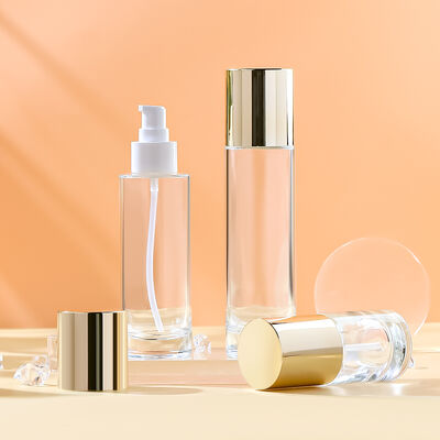 Botella de loción de vidrio ecológica personalizable a prueba de fugas para empaques de cuidado de la piel