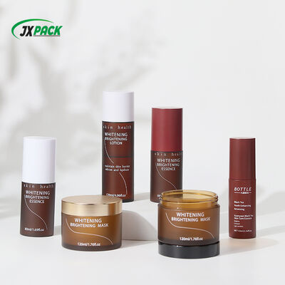 Conjunto de botellas cosméticas PET ámbar para envases para el cuidado de la piel