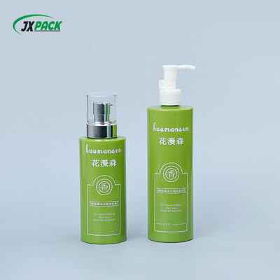 Botella de loción de hombro plana PET con bomba. Impresión de logotipo personalizado y embalaje cosmético a prueba de fugas 200ml ¥ 500ml